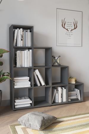 Bofigo Merdiven Kitaplık Basamaklı Kitaplık Antrasit