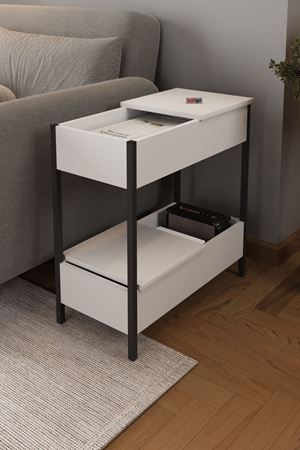 Bofigo Yan Sehpa Koltuk Yanı Sehpa Koltuk Sehpası Orta Sehpa Beyaz 