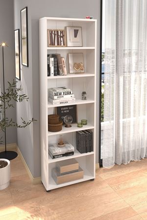 15-16-01 6 Shelves Chipboard Bookshelf WHITE