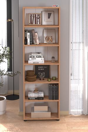 15-16-02 6 Shelves Chipboard Bookshelf PINE