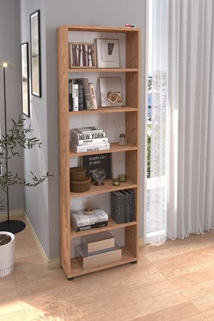 15-16-02 6 Shelves Chipboard Bookshelf PINE