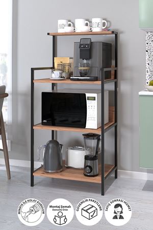 28-01-02 Indonesia Kitchen Stand With 3 Shelves PINE