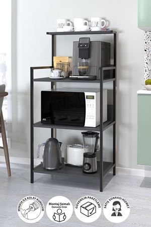 28-01-08 Indonesia Kitchen Stand With 3 Shelves ANTHRACITE