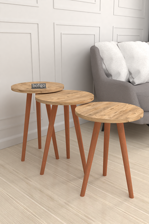 Bofigo Zigon Sehpa Ahşap Ayaklı Zigon Çam