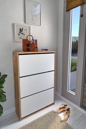 18-03-21 Decorative Shoerack PINE/WHITE