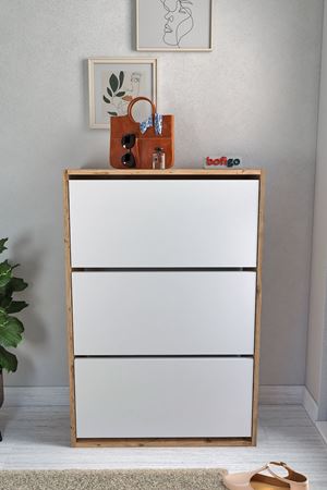 18-03-21 Decorative Shoerack PINE/WHITE