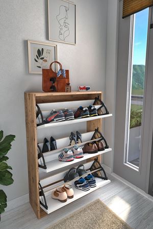 18-03-21 Decorative Shoerack PINE/WHITE