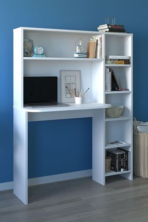 20-07-01 Chipboard Study Desk With Bookcase WHITE