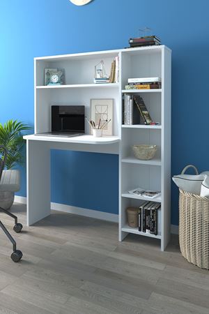 20-07-01 Chipboard Study Desk With Bookcase WHITE