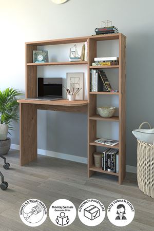 20-07-02 Chipboard Study Desk With Bookcase PINE