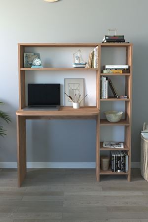 20-07-02 Chipboard Study Desk With Bookcase PINE