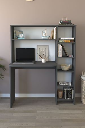 20-07-08 Chipboard Study Desk With Bookcase ANTHRACITE