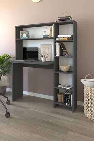 20-07-08 Chipboard Study Desk With Bookcase ANTHRACITE