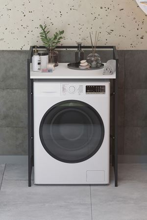 Bofigo Metal Çamaşır Makinesi Standı Çamaşır Makinesi Dolabı Banyo Rafı Beyaz