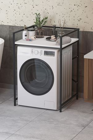 Bofigo Metal Çamaşır Makinesi Standı Çamaşır Makinesi Dolabı Banyo Rafı Beyaz