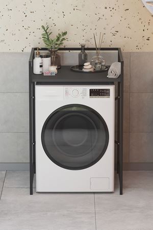 Bofigo Metal Çamaşır Makinesi Standı Çamaşır Makinesi Dolabı Banyo Rafı Antrasit