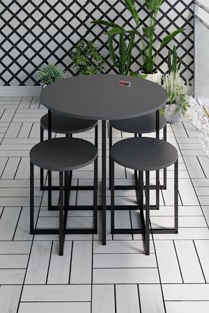 34-01-08 Dolunay Table 4 Stools ANTHRACITE