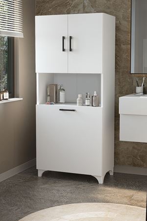 Bofigo Çok Amaçlı Dolap Banyo Dolabı Kirli Çamaşır Sepeti Dolabı Damla Beyaz
