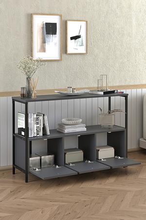 Bofigo 3 Kapaklı Konsol Tv Ünitesi Dresuar Çok Amaçlı Konsol Kahve Köşesi Antrasit