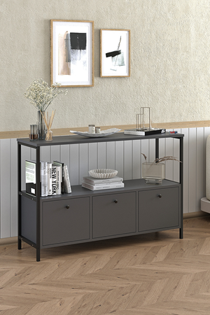 Bofigo 3 Kapaklı Konsol Tv Ünitesi Dresuar Çok Amaçlı Konsol Kahve Köşesi Doruk Antrasit