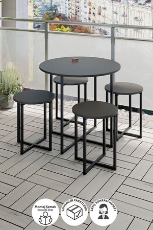 34-01-08 Dolunay Table 4 Stools ANTHRACITE