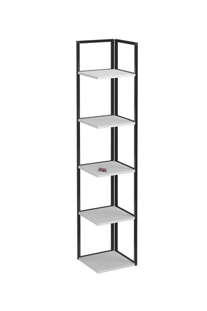 Bofigo 5 Raflı Metal Köşe Kitaplık Rafı Dekoratif Aksesuar Rafı Selanik 180 cm Beyaz 