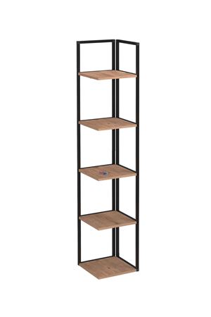 Bofigo 5 Raflı Metal Köşe Kitaplık Rafı Dekoratif Aksesuar Rafı Selanik 180 cm Çam
