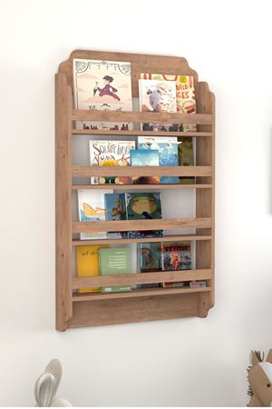 Bofigo 4 Raflı Montessori Kitaplık Eğitici Çocuk Kitaplığı Çocuk Odası Kitaplığı Pella Çam