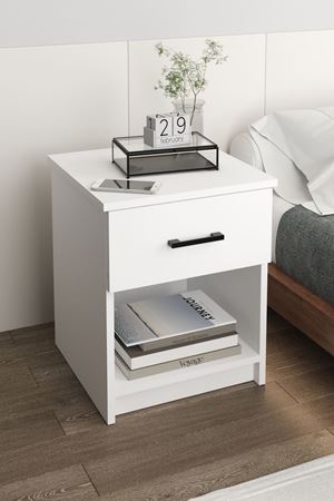 19-01-01 Nightstand With Drawer WHITE