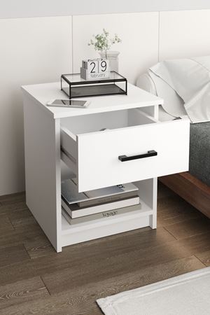 19-01-01 Nightstand With Drawer WHITE