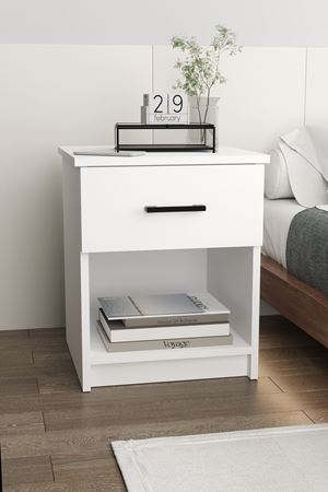 19-01-01 Nightstand With Drawer WHITE