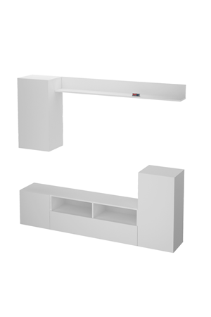 Bofigo Tv Ünitesi Duvara Monte Raflı Duvara Monte Dolaplı Tv Sehpası Rodos Beyaz