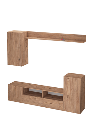 Bofigo Tv Ünitesi Duvara Monte Raflı Duvara Monte Dolaplı Tv Sehpası Rodos Çam