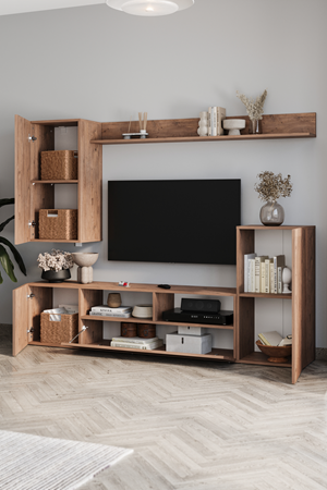 Bofigo Tv Ünitesi Duvara Monte Raflı Duvara Monte Dolaplı Tv Sehpası Rodos Çam