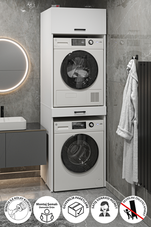 12-04-01 Washing Machine And Dryer Irmak Cabinet WHITE