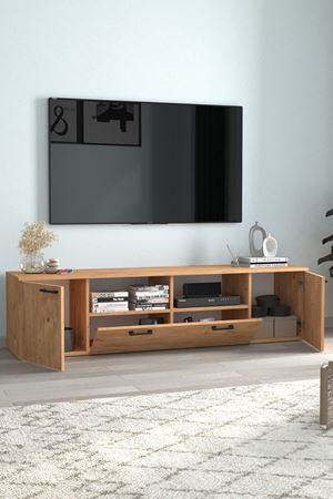 Bofigo TV Ünitesi 180 Cm TV Sehpası Düşer Kapaklı Tv Ünitesi Televizyon Sehpası Girit Çam