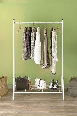 Bofigo Konfeksiyon Askısı Ayaklı Askılık Elbise Askılığı Raflı Askılık Venüs Beyaz