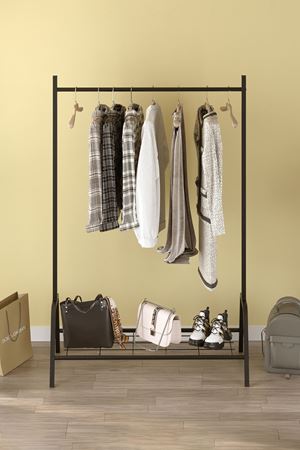 Bofigo Konfeksiyon Askısı Ayaklı Askılık Elbise Askılığı Raflı Askılık Venüs Siyah