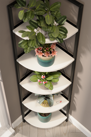 15-15-01 Metal Corner Bookshelf WHITE