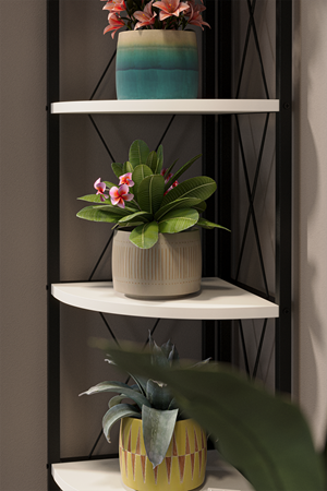 15-15-01 Metal Corner Bookshelf WHITE