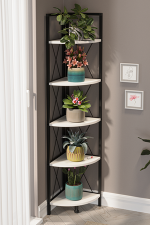 15-15-01 Metal Corner Bookshelf WHITE