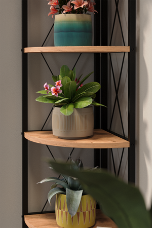 15-15-02 Metal Corner Bookshelf PINE