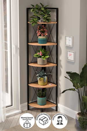 15-15-02 Metal Corner Bookshelf PINE