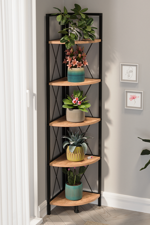 15-15-02 Metal Corner Bookshelf PINE