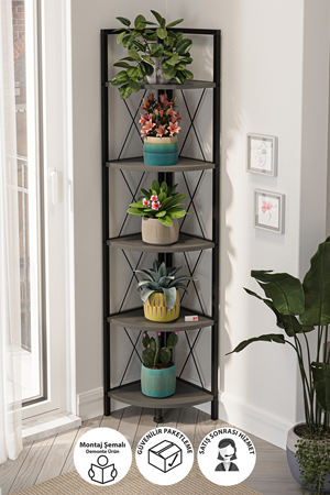 15-15-08 Metal Corner Bookshelf ANTHRACITE