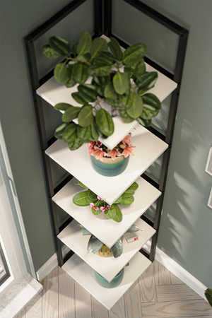 15-18-01 Selanik Corner Bookshelf WHITE