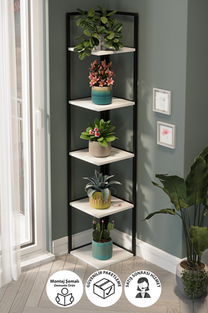 15-18-01 Selanik Corner Bookshelf WHITE