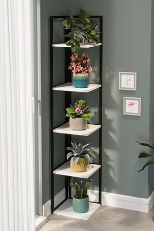 15-18-01 Selanik Corner Bookshelf WHITE
