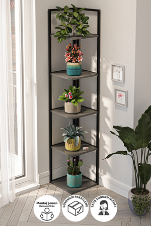 15-18-08 Selanik Corner Bookshelf ANTHRACITE