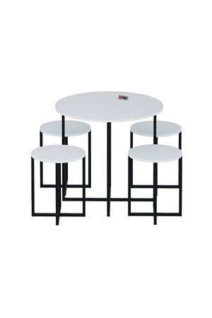 34-01-01 Dolunay Table Set 4 Stools WHITE